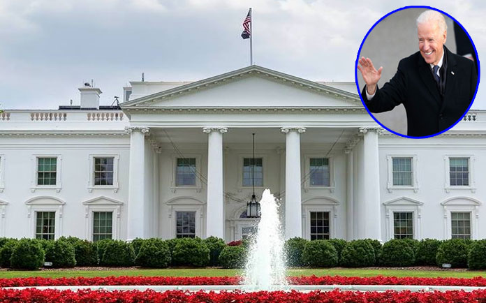 The White House where Biden enters